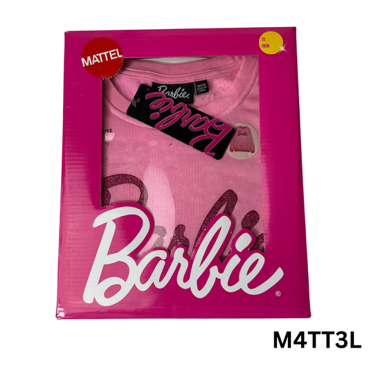 Barbie Pink Glitter Logo Sweatshirt Girls Size 10/12