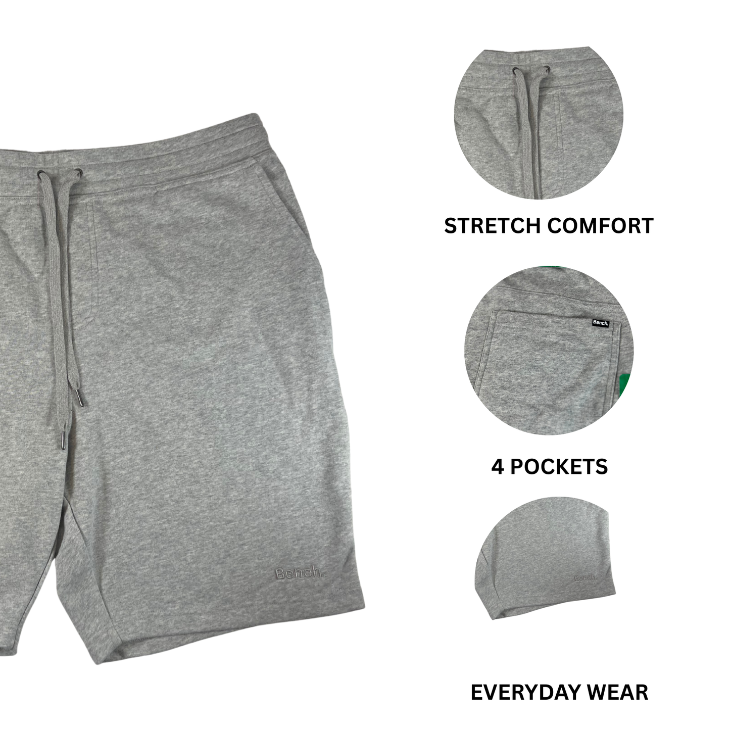 Bench Men’s French Terry Shorts – Light Grey, XL