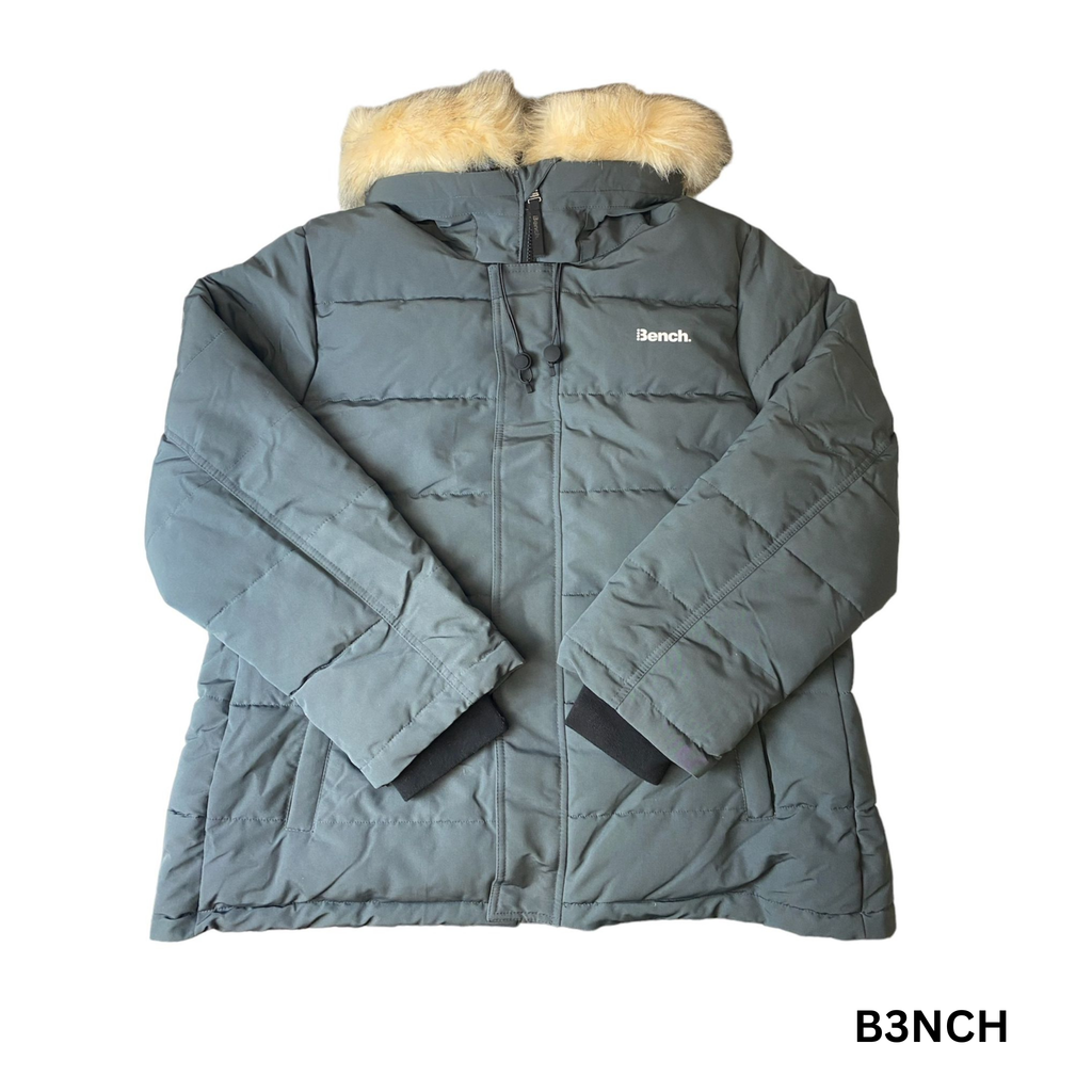 Men's Gray Fur Hood Trim Jacket - XXL