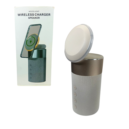 2-in-1 Bluetooth Speaker with Magnetic Wireless Charger & LED Night Light – Fast Charging Dock and Audio Station