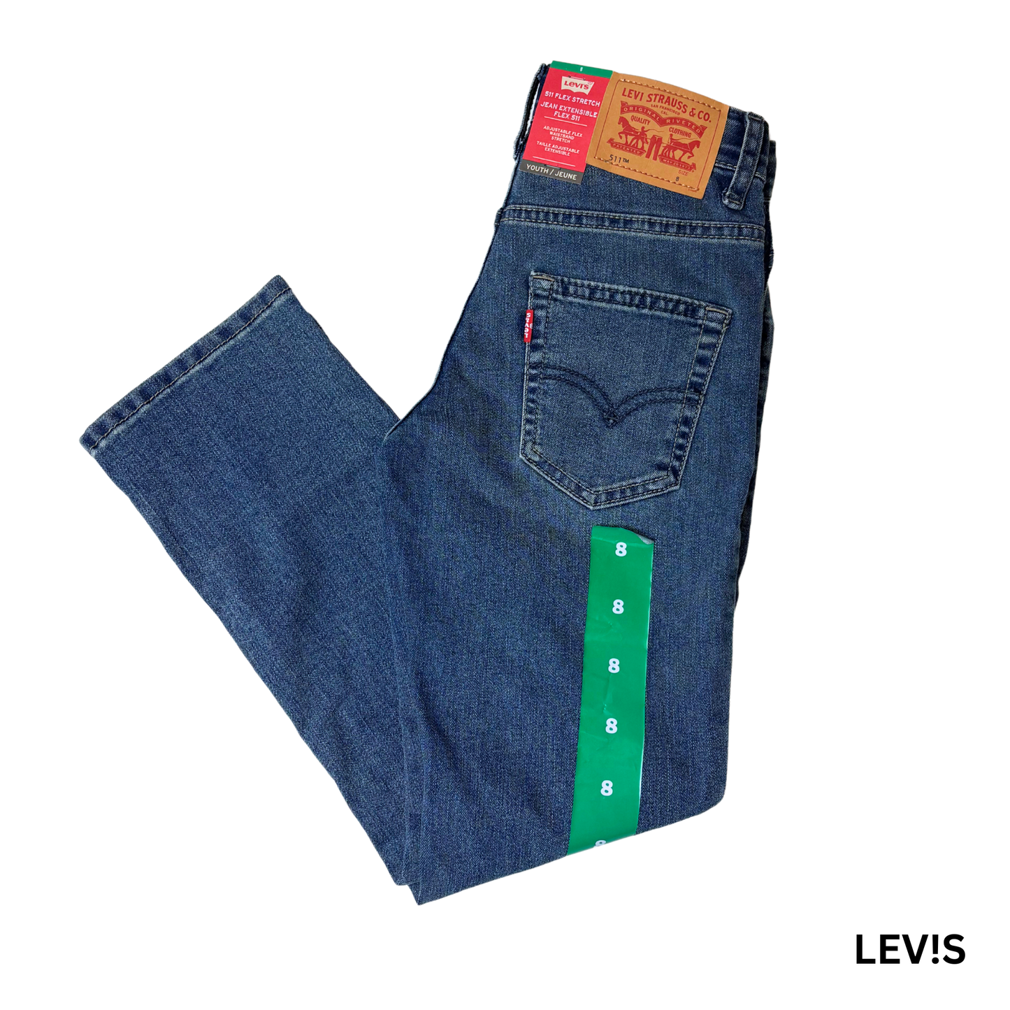 Boys Blue Adjustable Waistband  511 Flex Stretch Jeans - 8
