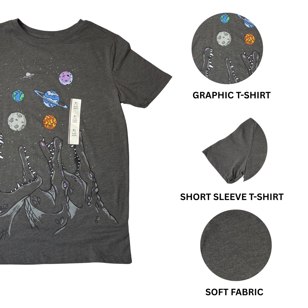 Boys’ Gray Graphic Short Sleeve T-Shirt Size XL (16)