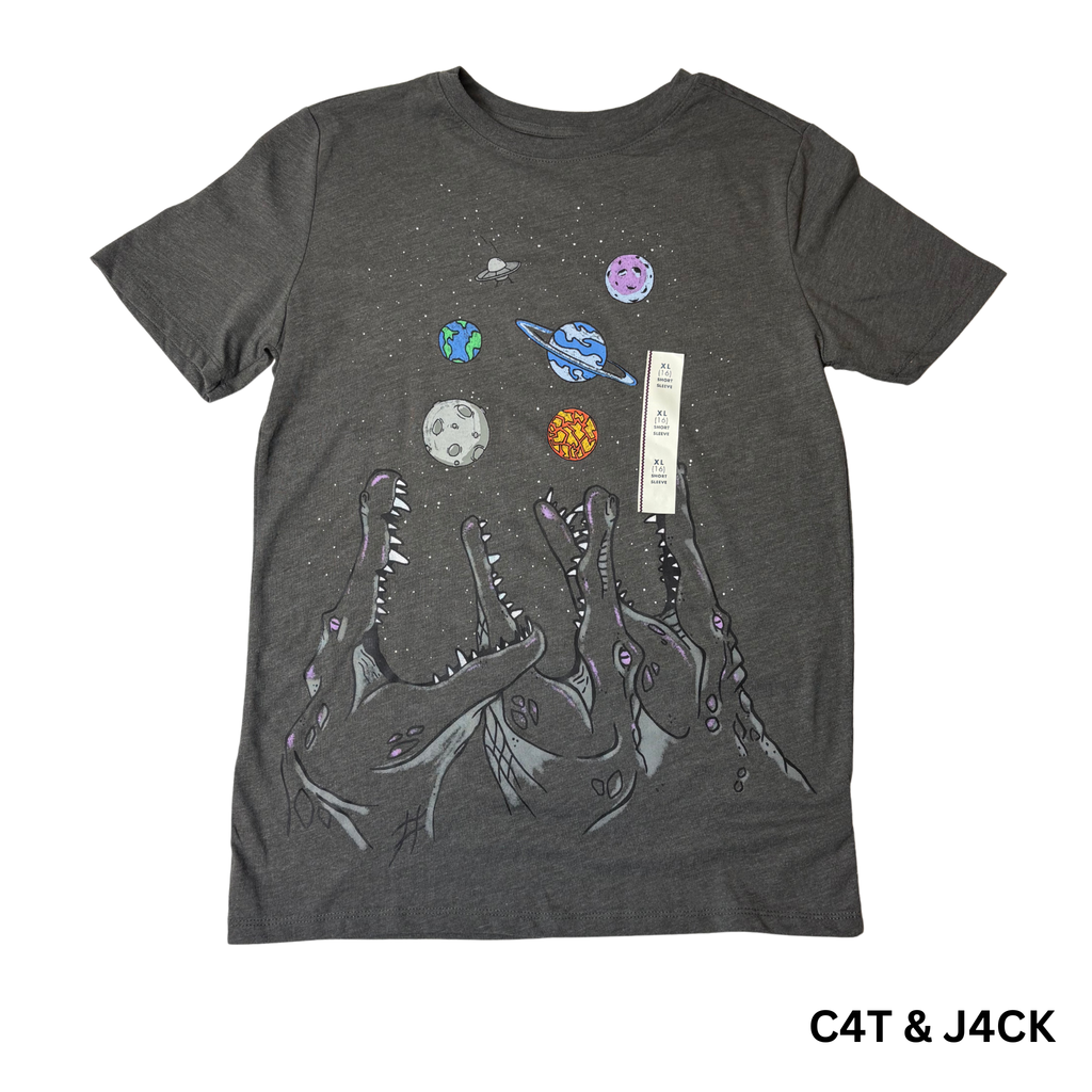 Boys’ Gray Graphic Short Sleeve T-Shirt Size XL (16)