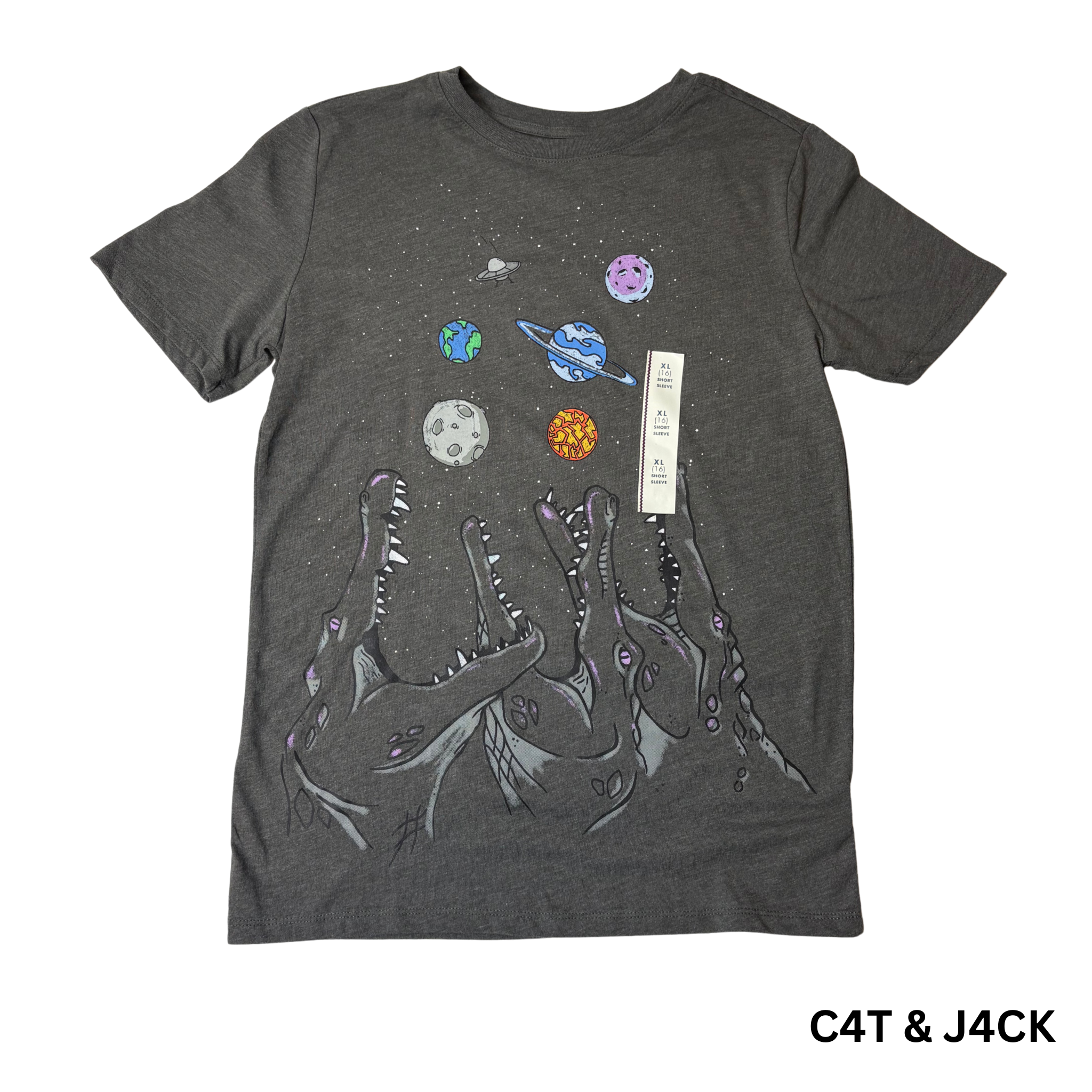 Boys’ Gray Graphic Short Sleeve T-Shirt Size XL (16)