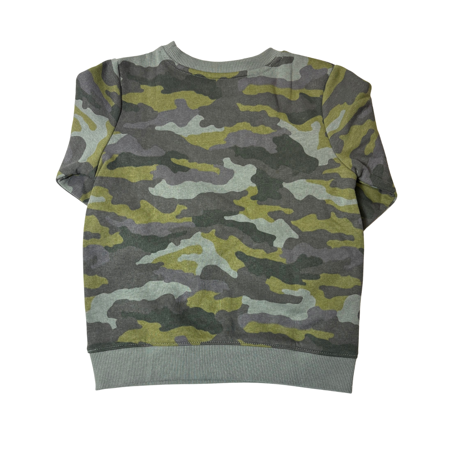 Boys Green Camo Pullover Crew Neck Sweater