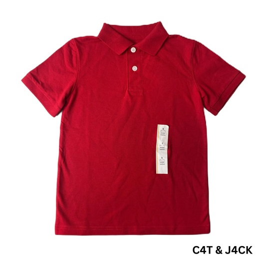 Boys Red Button-Up Polo Shirt - S (6/7)