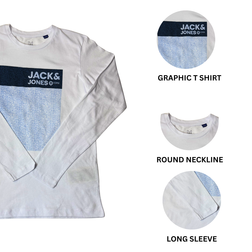 Boys White Graphic Long Sleeve T-Shirt – Size 12Y