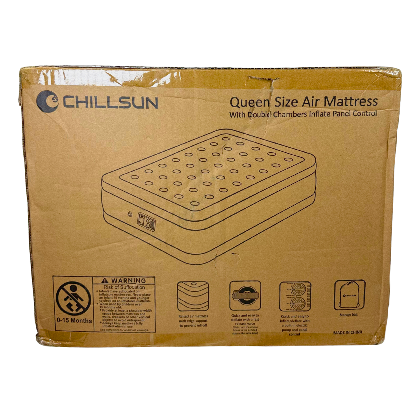 Queen Air Mattress with Built-In Pump – 16" Inflatable Bed for Home & Camping