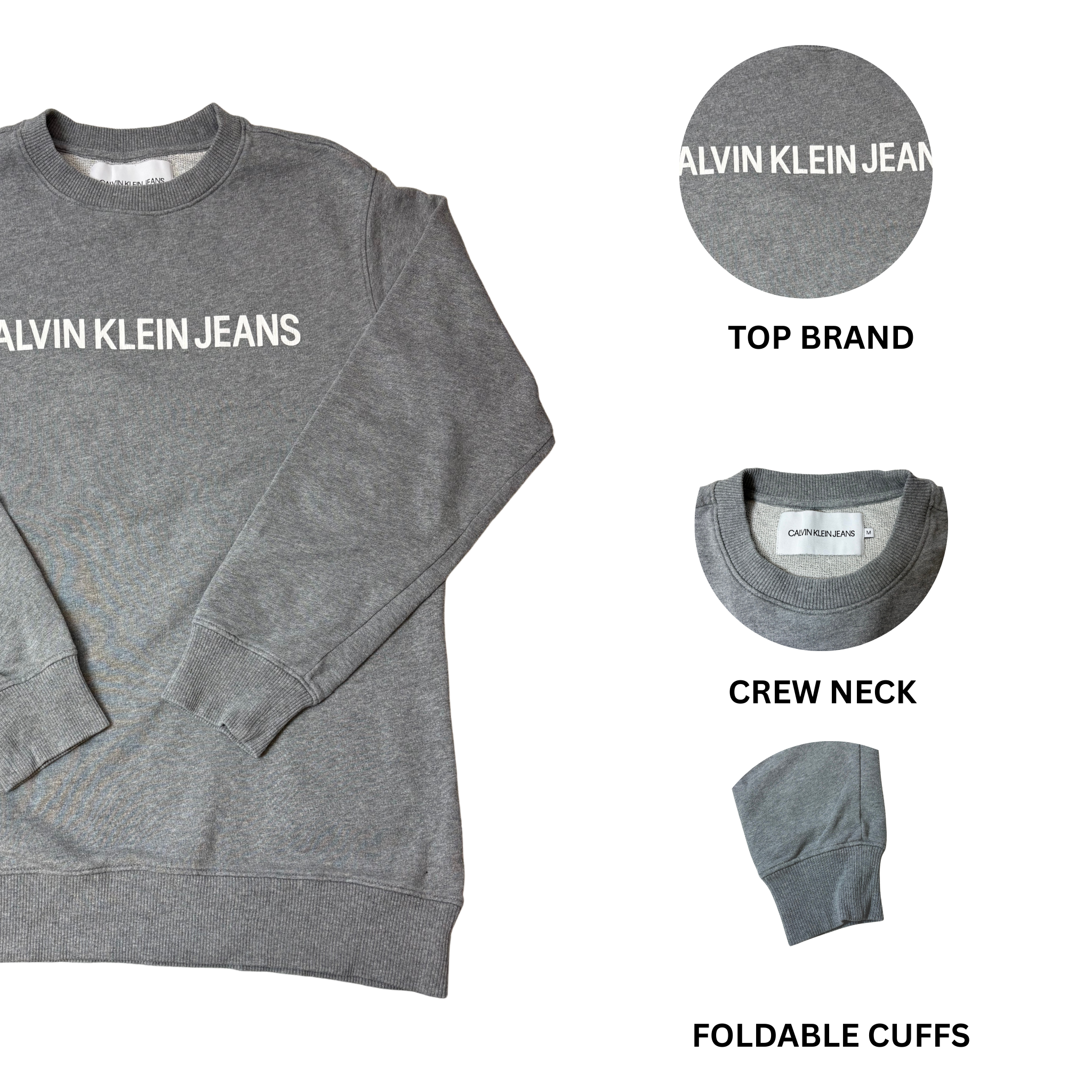 Men’s Gray Sweatshirt – Size M – 100% Cotton