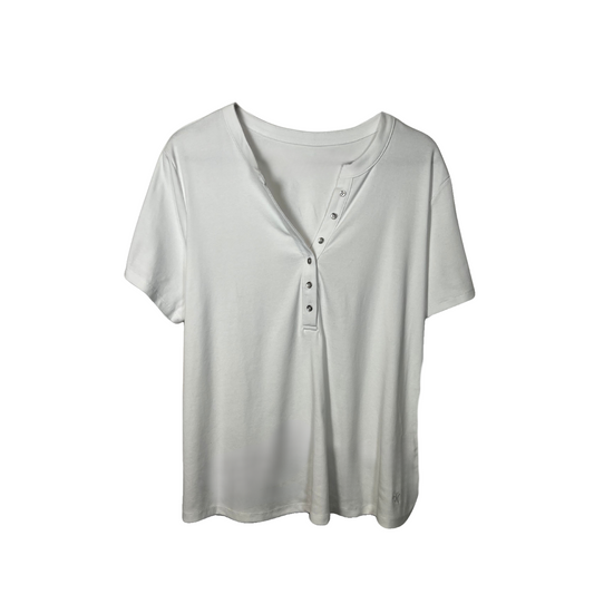 CK Women's Classic Button-Detail T-Shirt XL - White