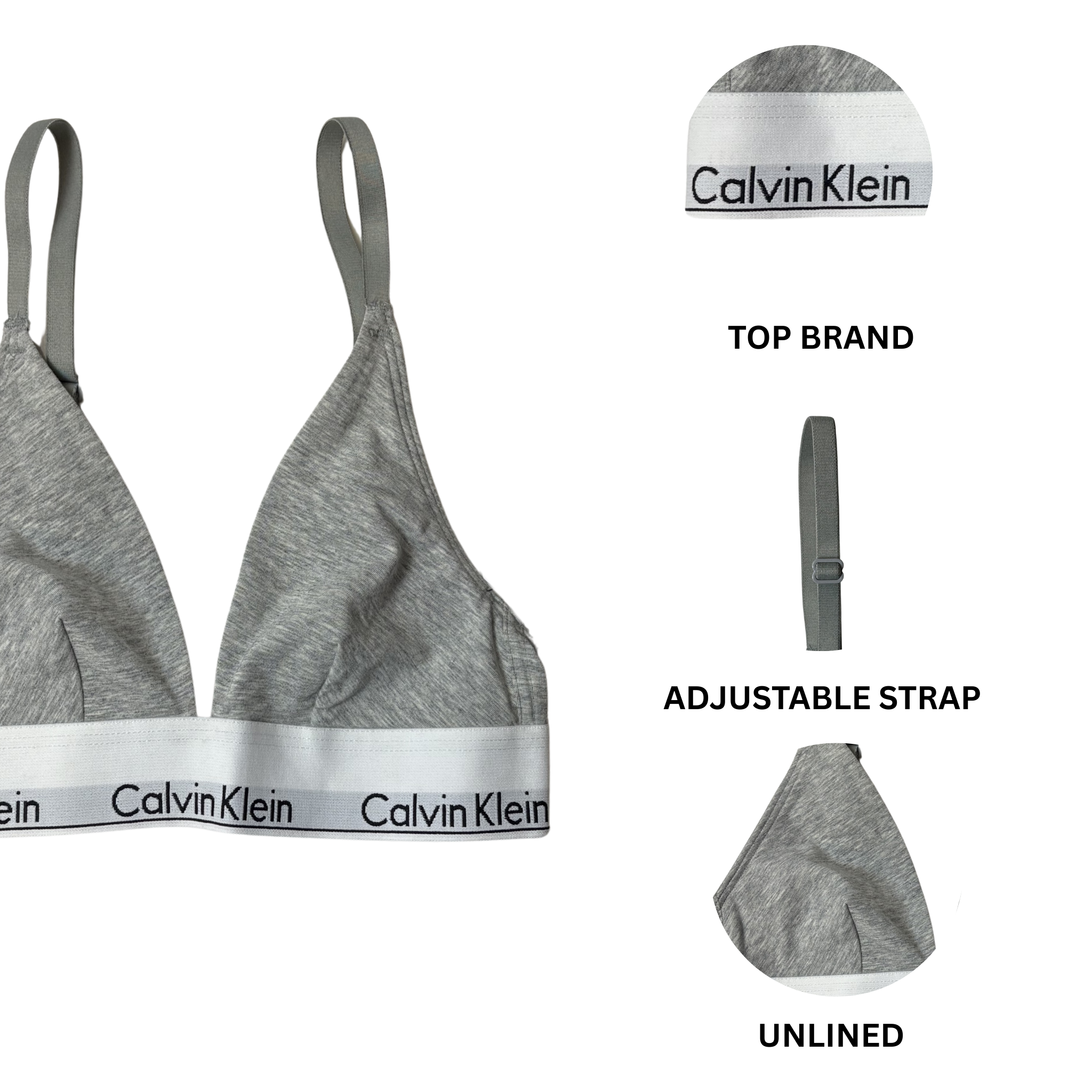Women’s Gray Unlined Triangle Bralette – Size XS