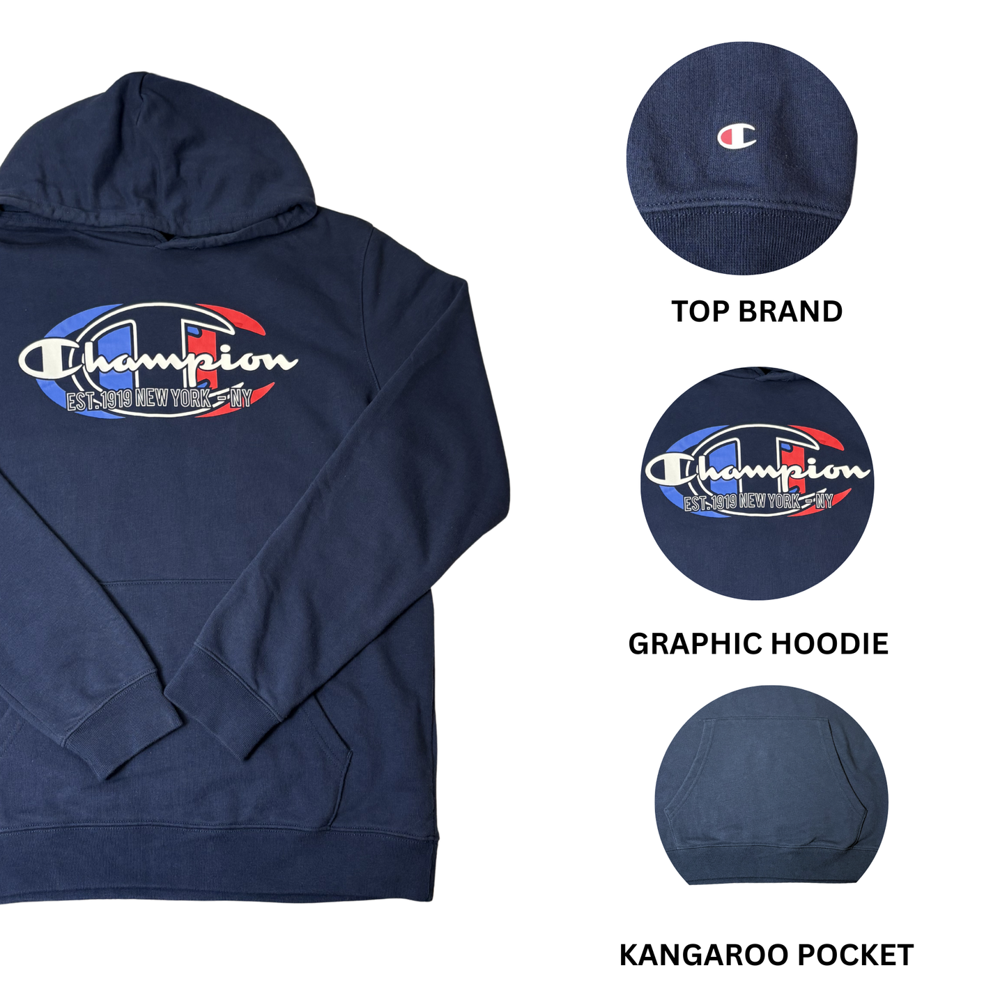 Men’s Dark Blue Hoodie – Size L