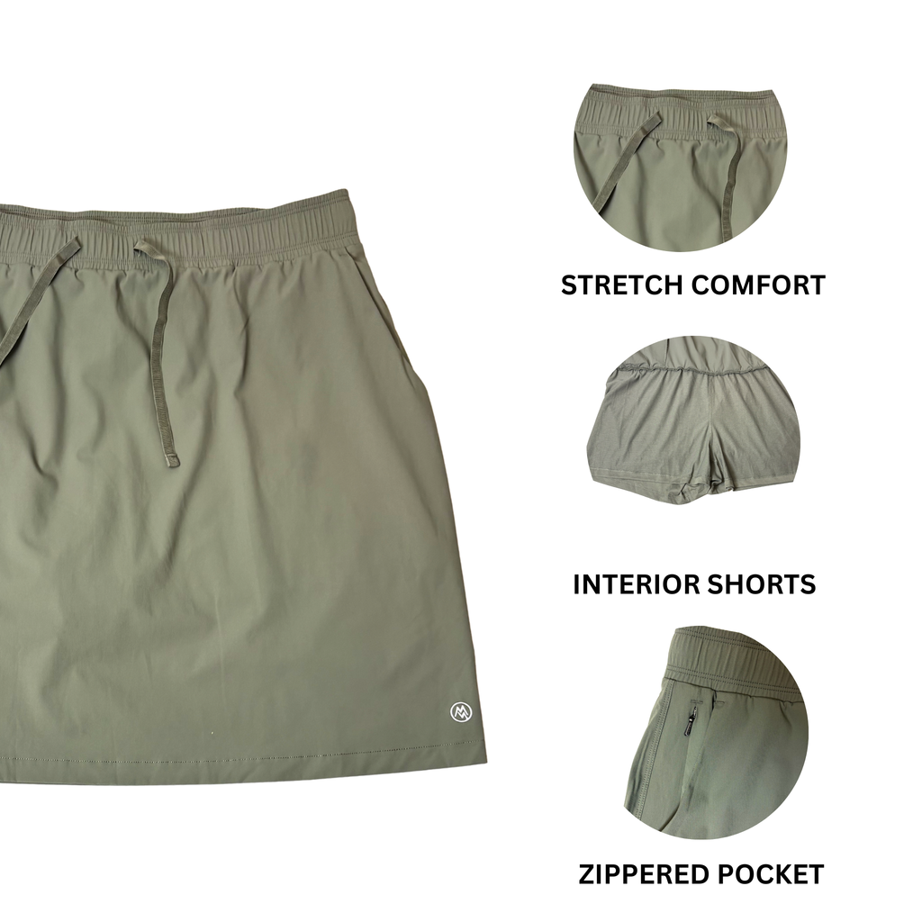 Cloudveil Women’s Green Skort – Size XL – Pull-On Elastic Waist