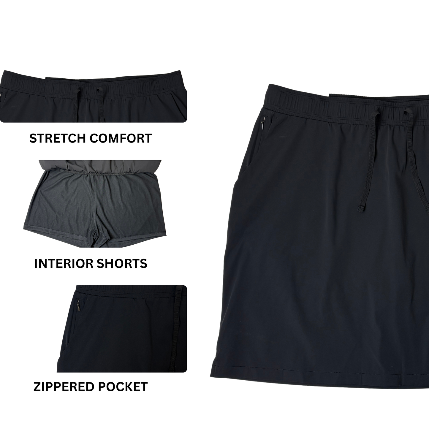 Cloudveil Black Ladies Skort XXL Pull-On Elastic Waist