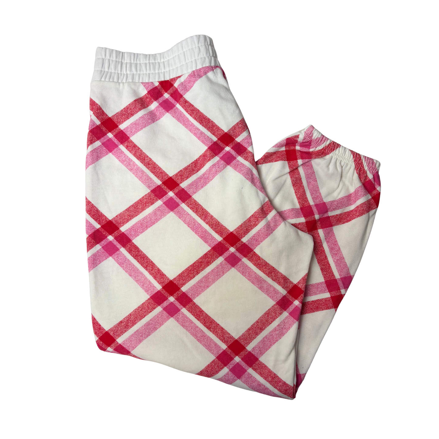 Women’s White, Red & Pink Sweatpants Size L – Cotton Blend