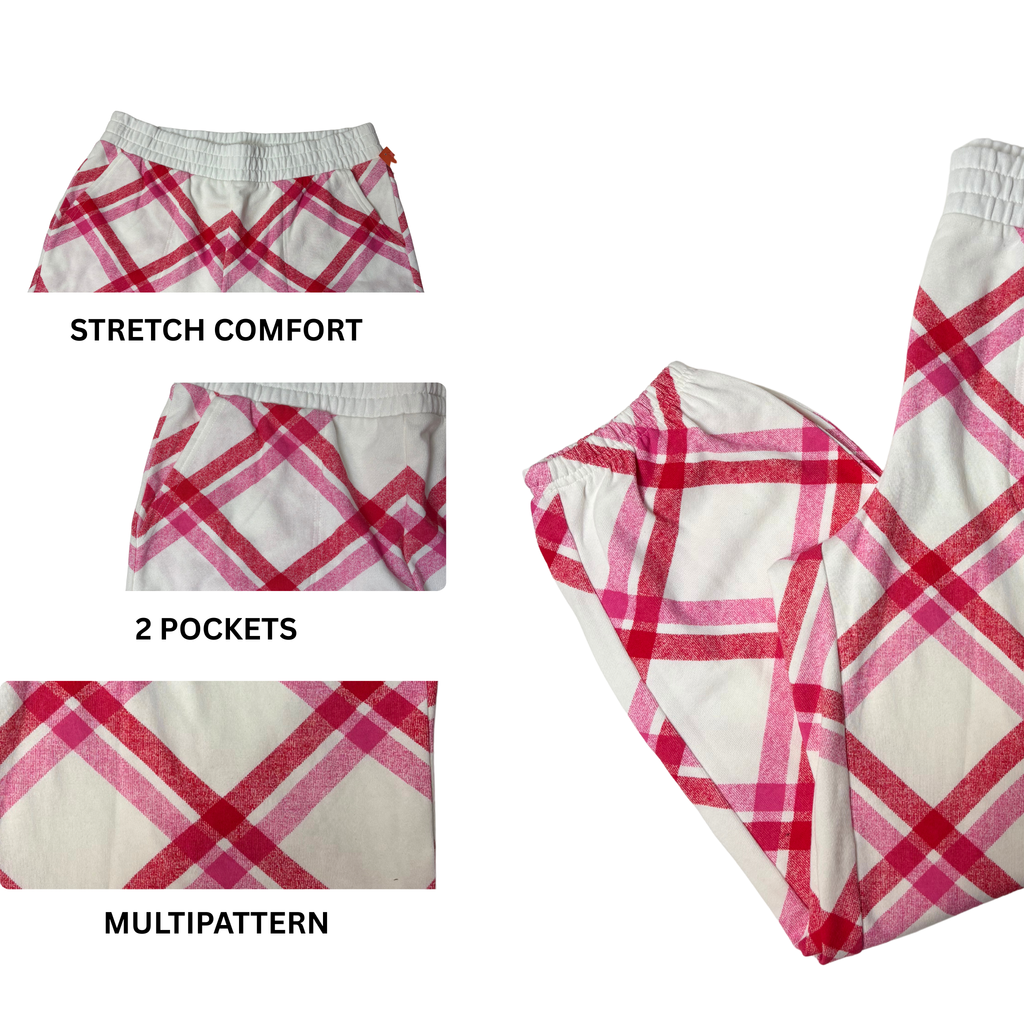 Women’s White, Red & Pink Sweatpants Size L – Cotton Blend