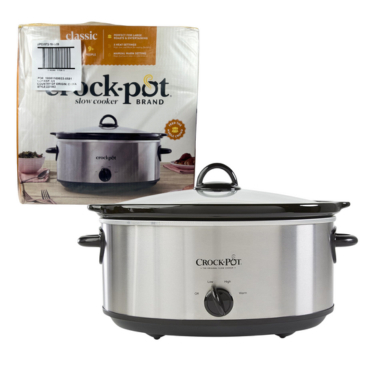 7-Quart Oval Manual Slow Cooker – Stainless Steel