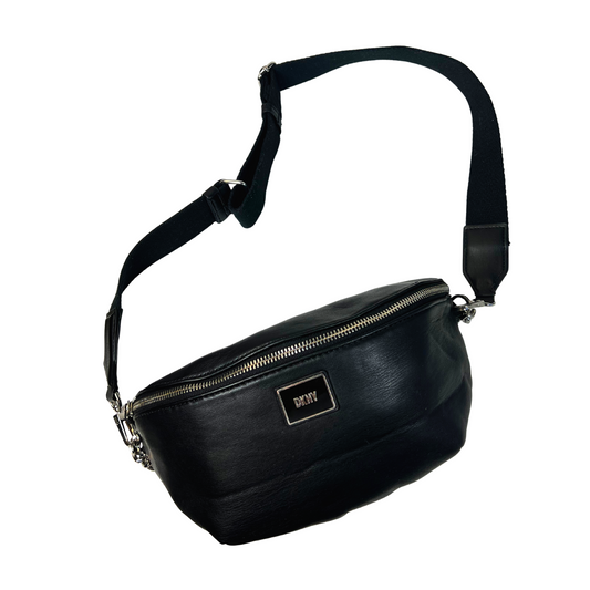 Astrid Sling Belt Bag Crossbody – Black Vegan Leather, Pre-Loved