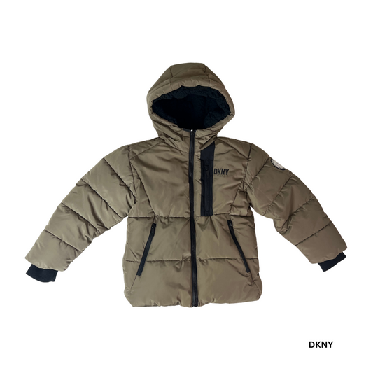 DKNY Boy's Outerwear winter jacket size 5/6 Faux Fur Lined Puffer