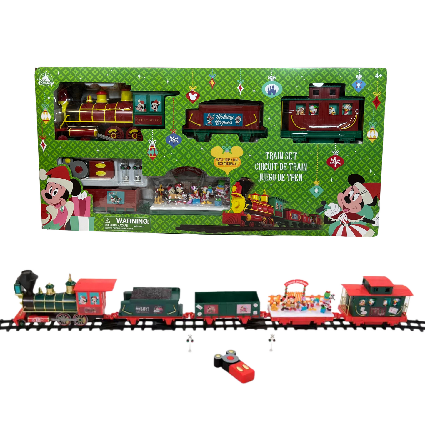 Disney Store Official Mickey Mouse and Friends "Making Christmas Magical" Electric Train Set - 35 Pieces with Remote Control, Sound Effects & Tracks