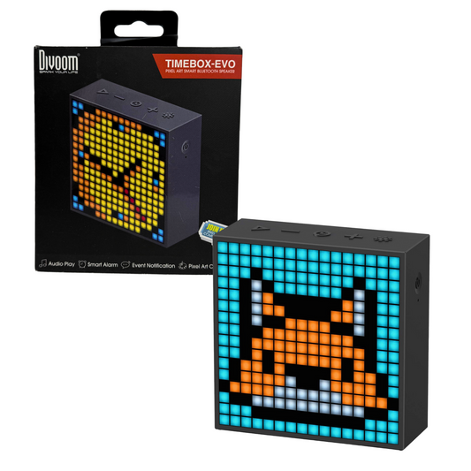 Divoom TimeBox Evo Pixel Art Bluetooth Speaker, LED Display, Alarm Clock, Black