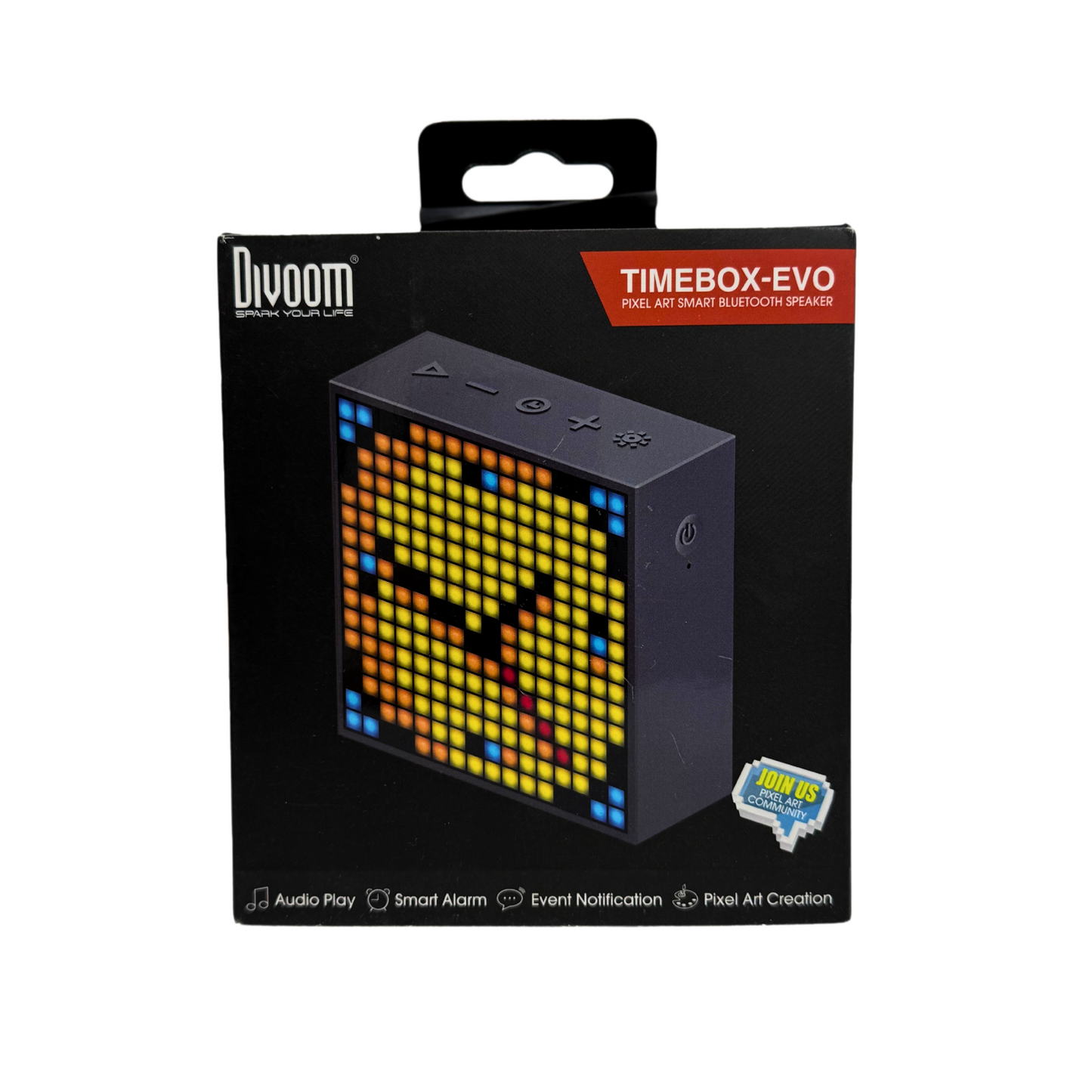 Divoom TimeBox Evo Pixel Art Bluetooth Speaker, LED Display, Alarm Clock, Black