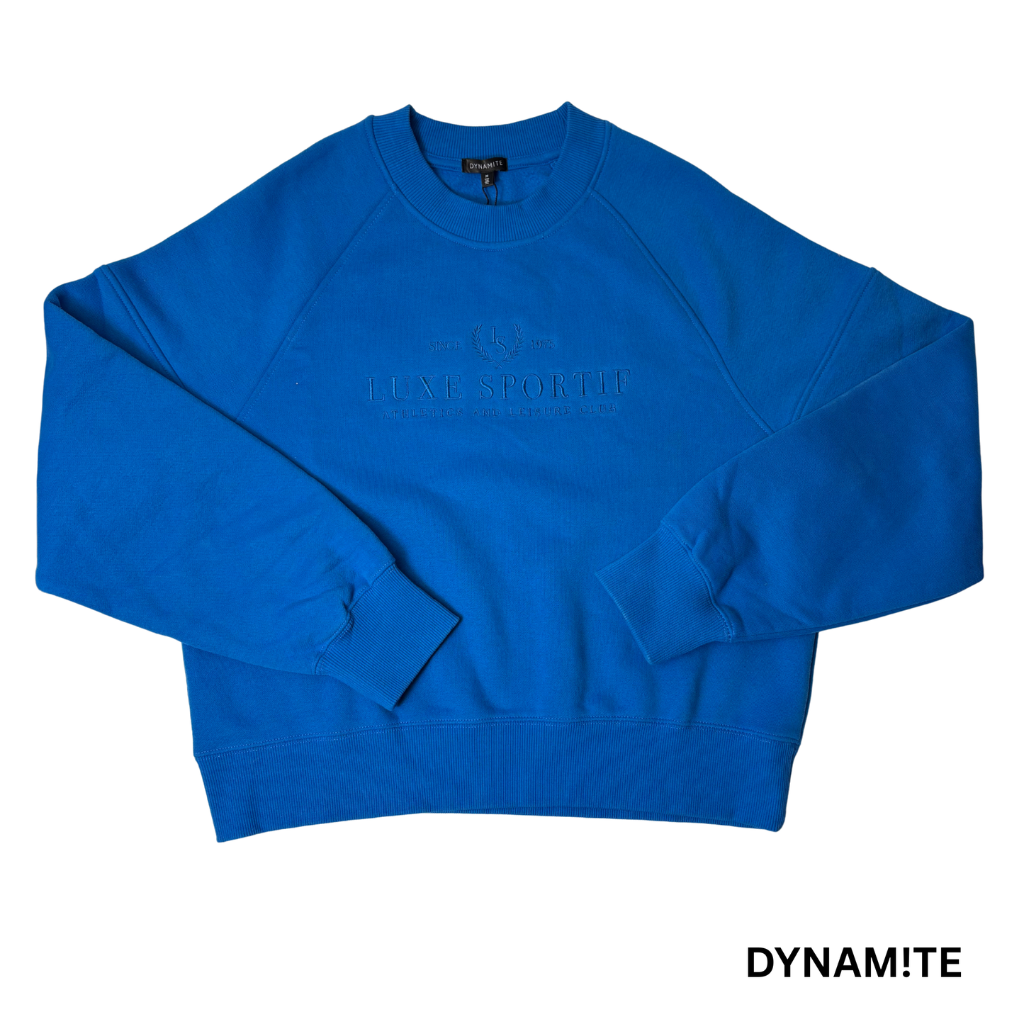 Women’s Embroidered Crew Neck Sweatshirt, Imperial Blue, Size M