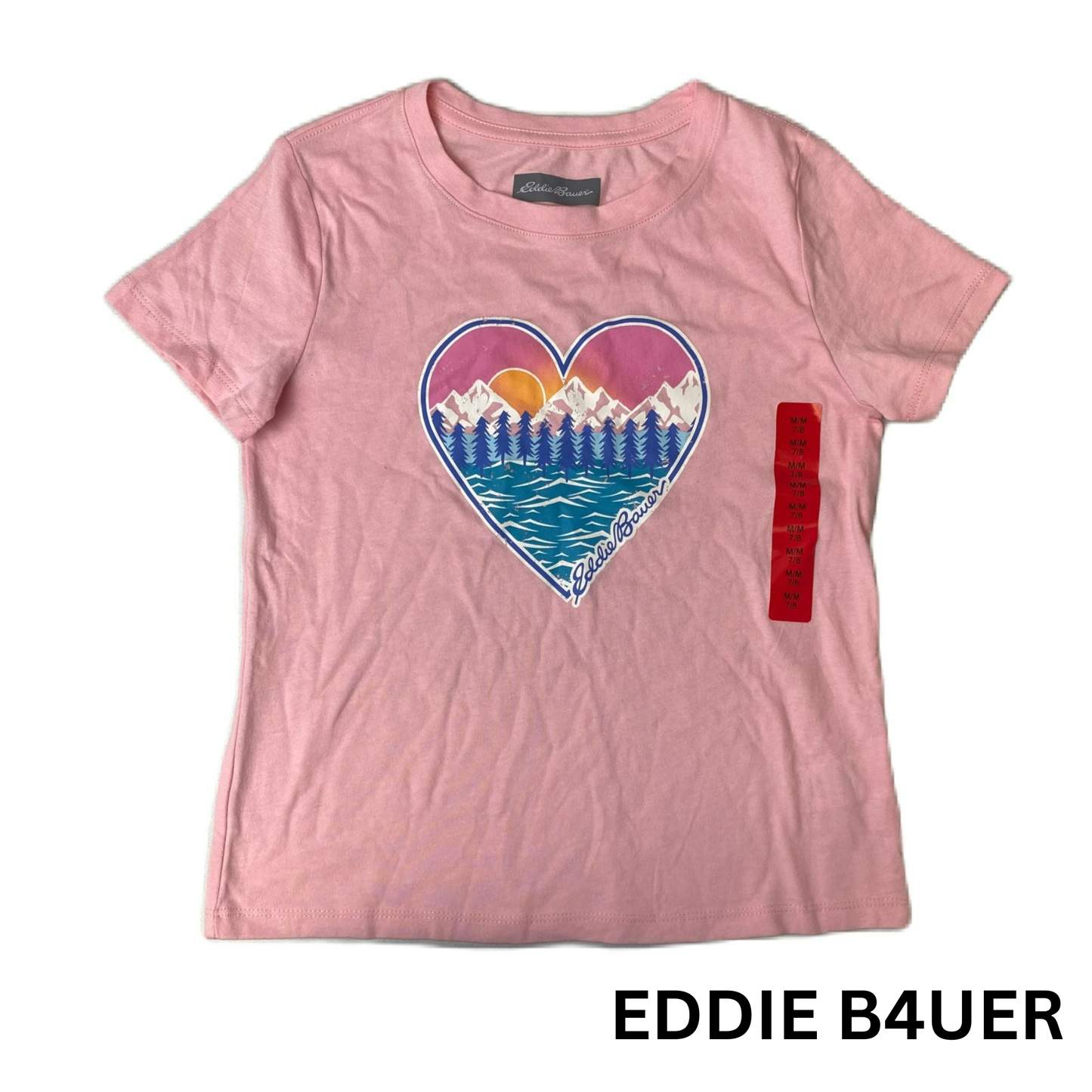EB Girls Pink Heart T-Shirt - M (7/8)