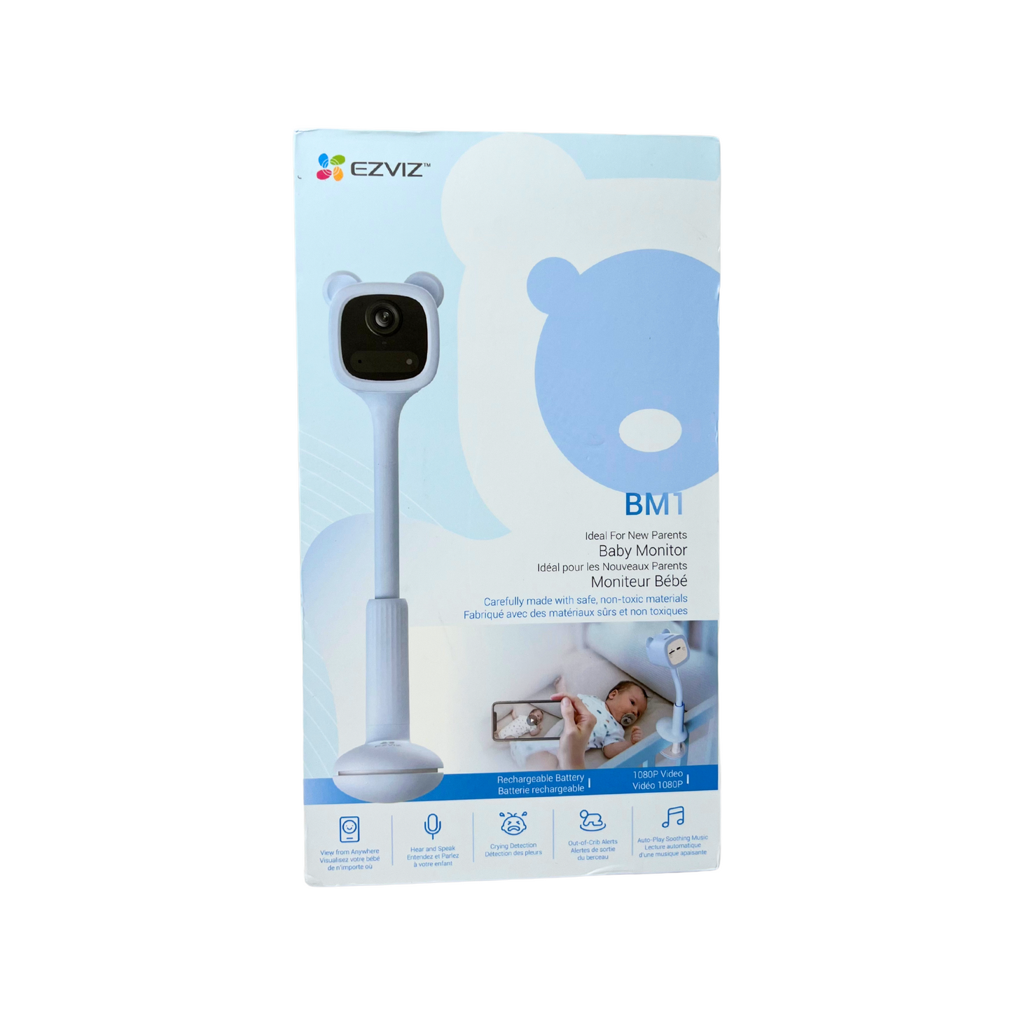 BM1 Bear Wireless Baby Monitor with Crying Detection & Soothing Music