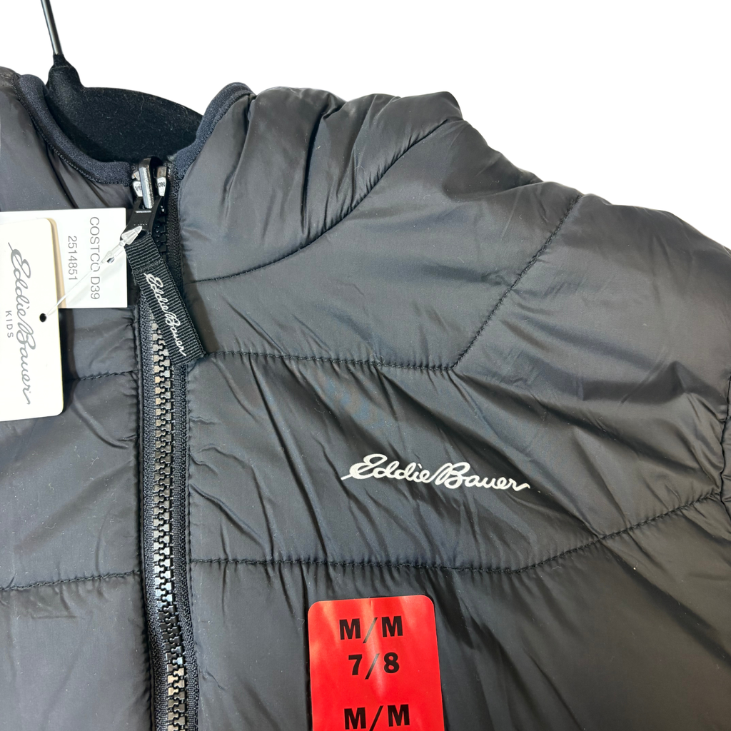 Boys Black Reversible Puff Jacket - M (7/8)