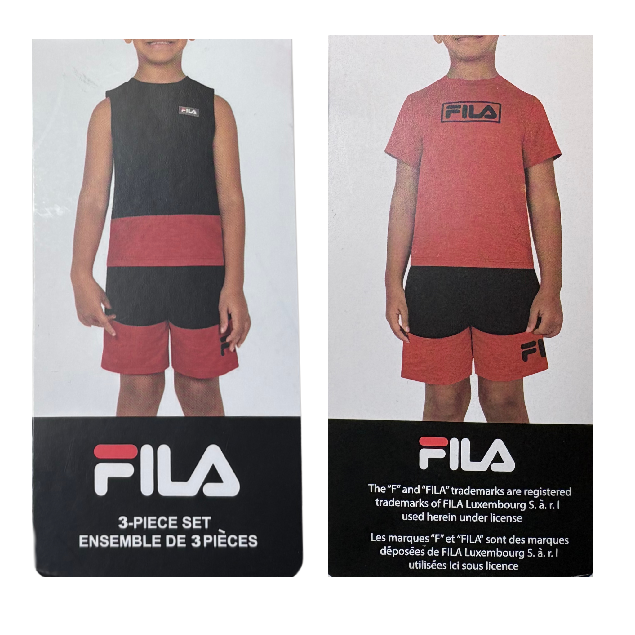 Boys’ Summer 3-Piece Set Red & Black Shirt, Tank & Shorts