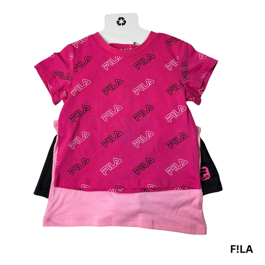 Girls’ Summer 3-Piece Set Pink & Black Shirt, Tank & Skort