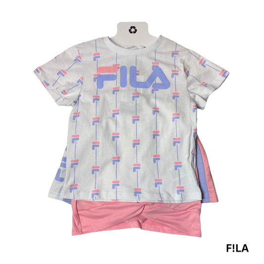 Girls’ Summer 3-Piece Set Pink, Purple & White Shirt, Tank & Shorts