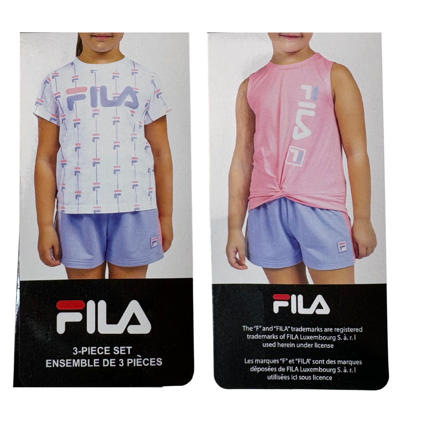 Girls’ Summer 3-Piece Set Pink, Purple & White Shirt, Tank & Shorts