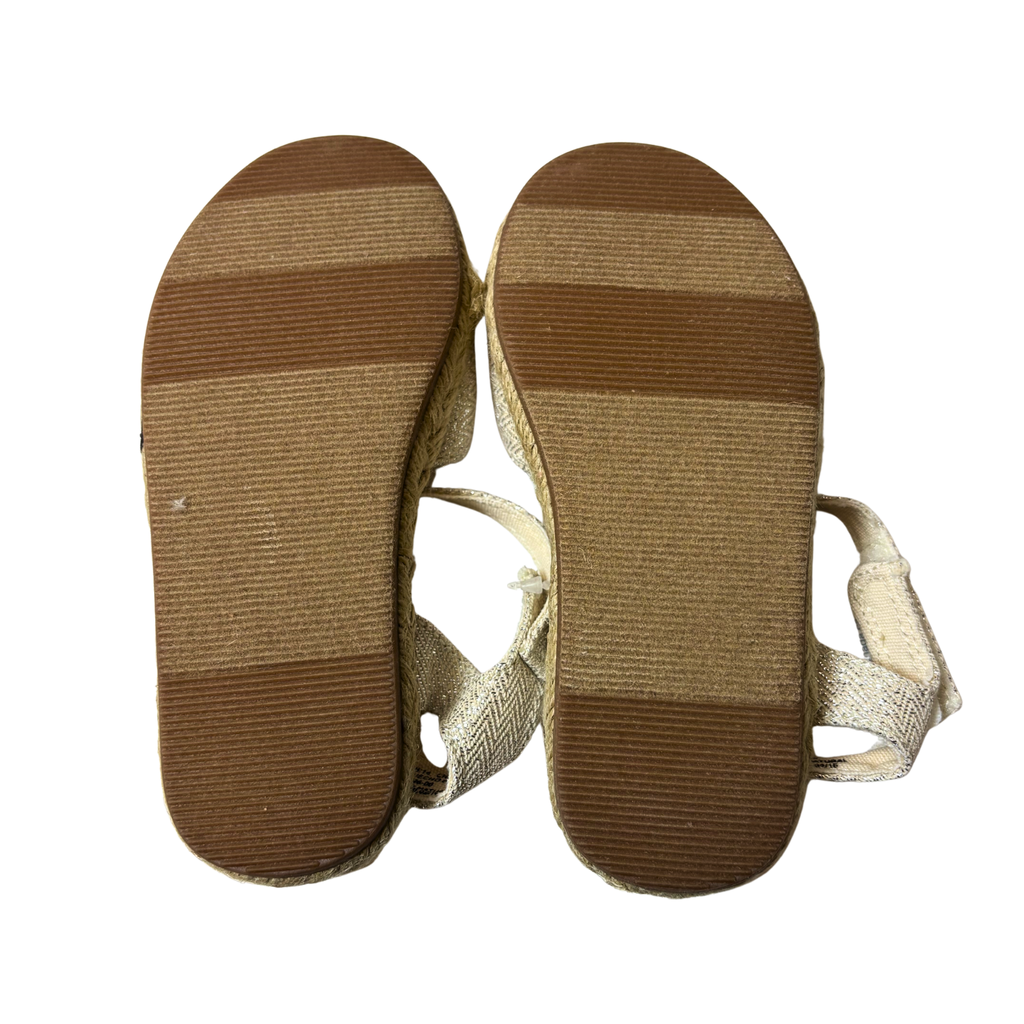 Girls Beige Jute Sparkle Sandals – Size US 7
