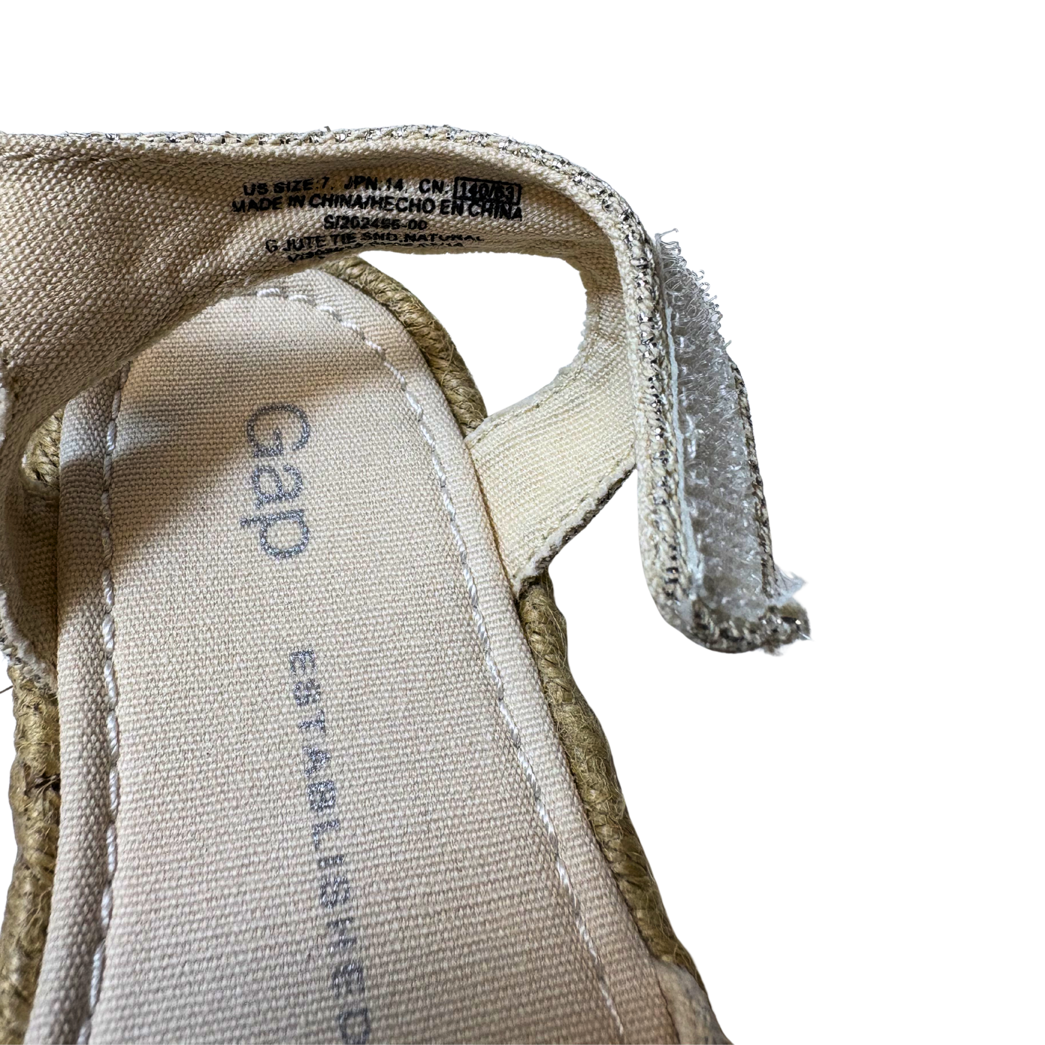 Girls Beige Jute Sparkle Sandals – Size US 7