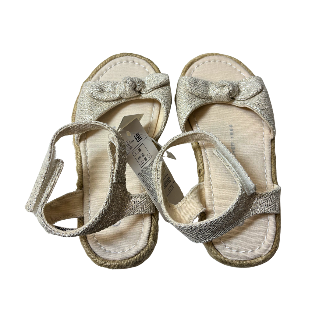 Girls Beige Jute Sparkle Sandals – Size US 7