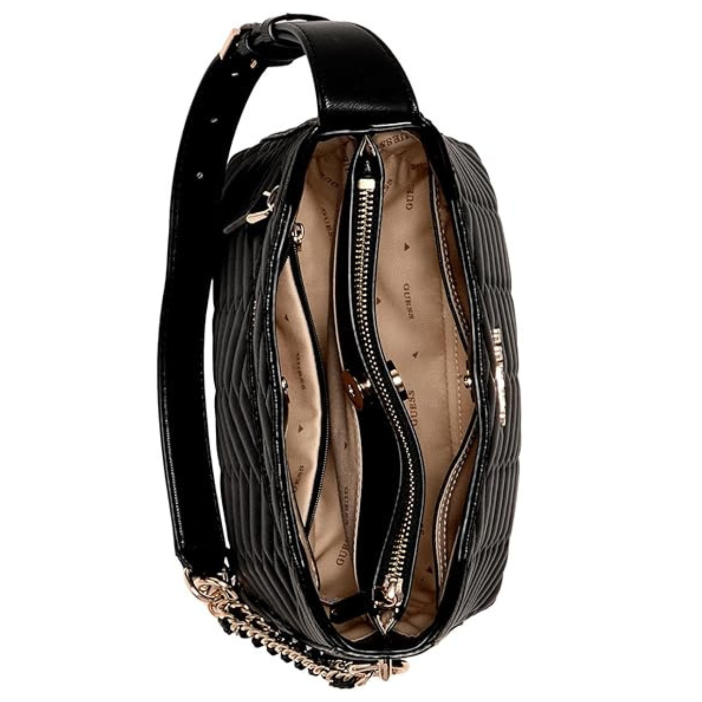 Women’s Anning Shoulder Bag – Black/Dark Taupe Faux Leather