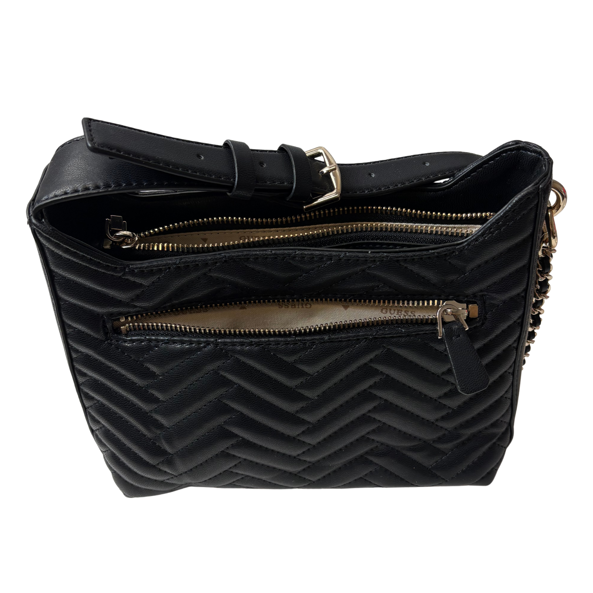 Women’s Anning Shoulder Bag – Black/Dark Taupe Faux Leather