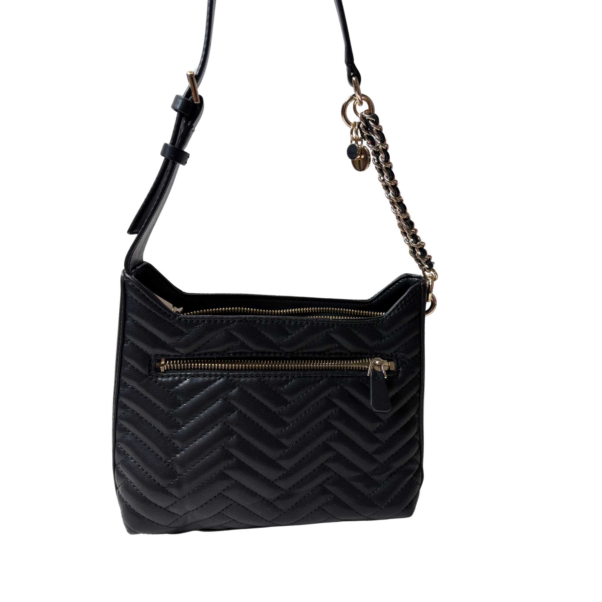 Women’s Anning Shoulder Bag – Black/Dark Taupe Faux Leather