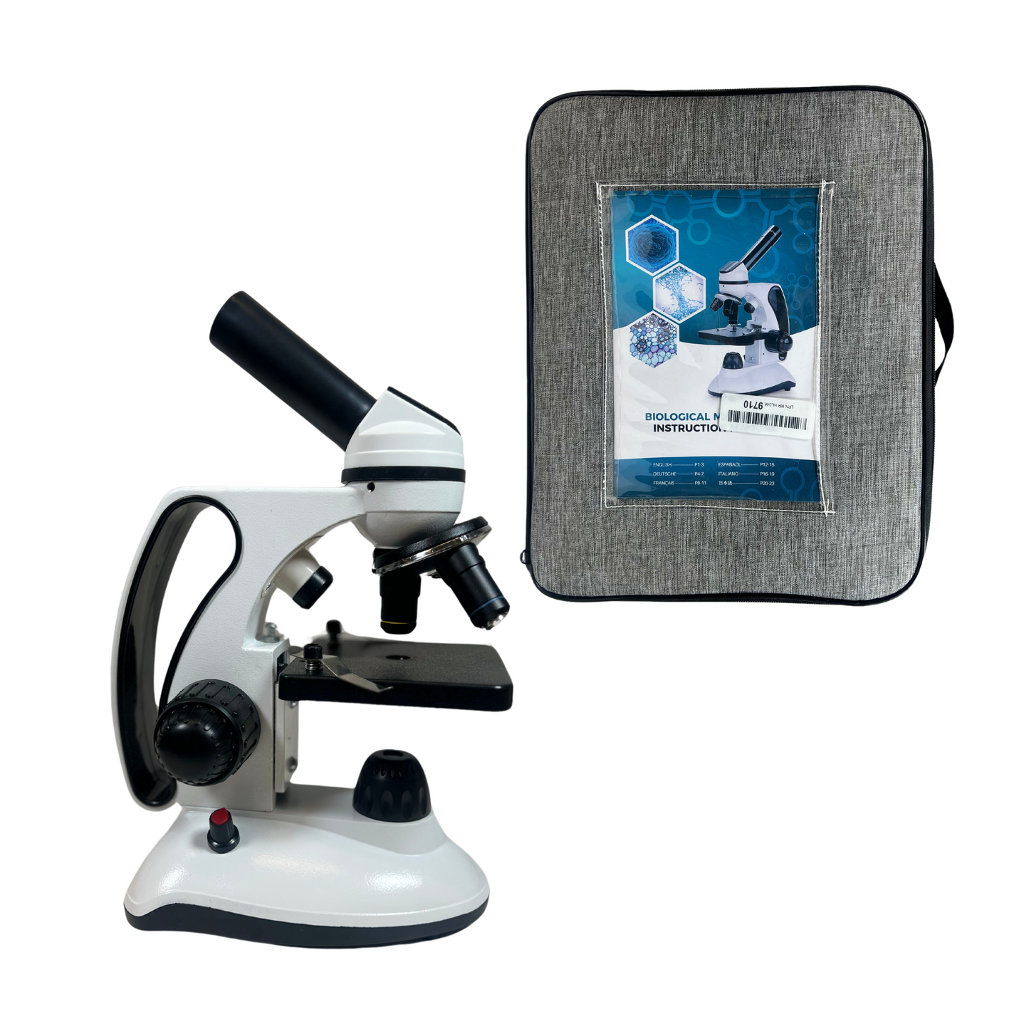 Monocular Microscope for Students & Adults, 40X-2000X Magnification with Dual LED & Accessories