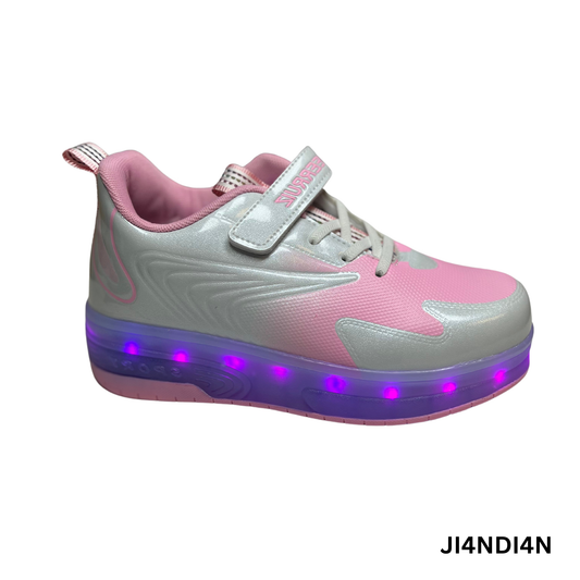 Girl Light-Up Shoes with Wheels – USB Rechargeable LED Roller Skates