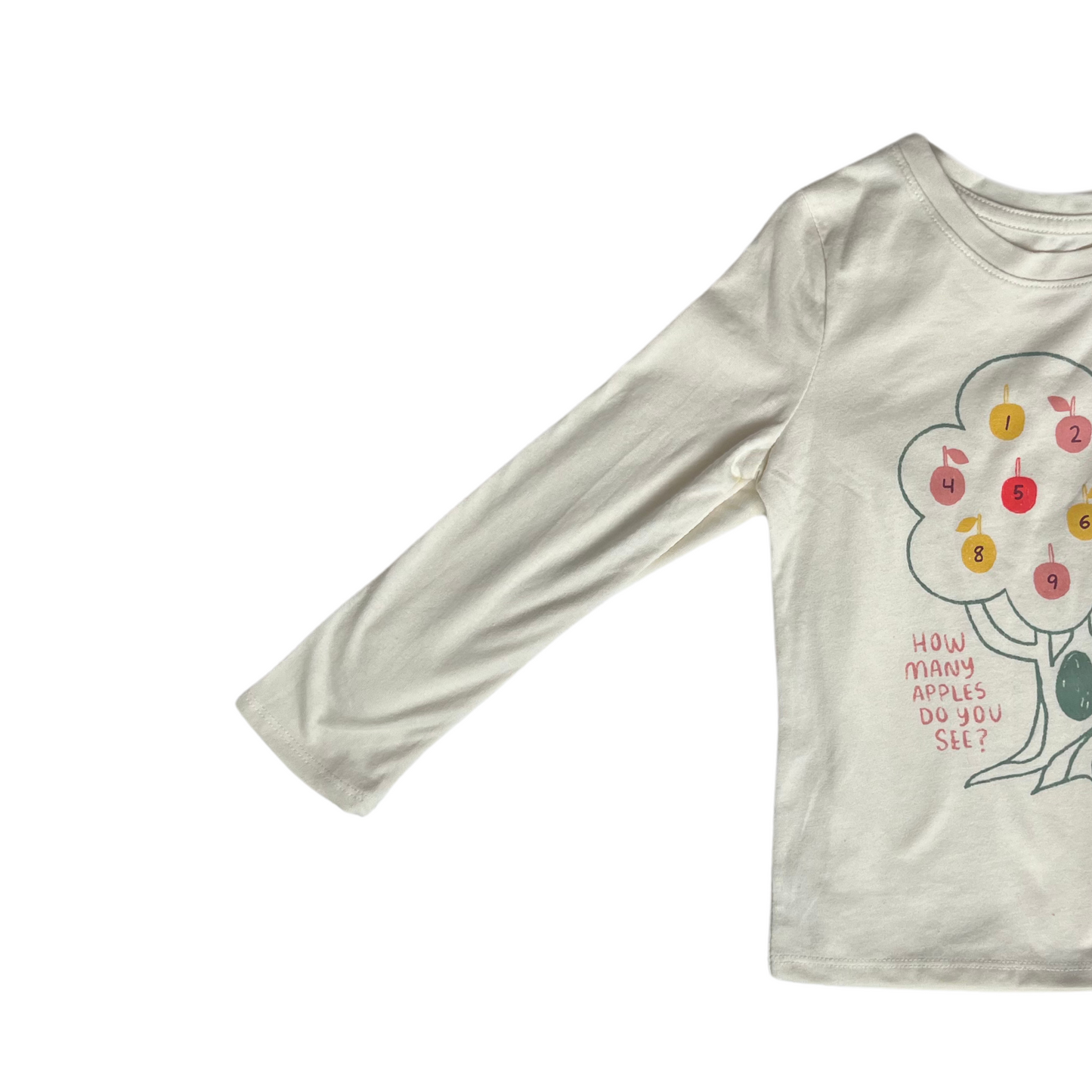 Girls Cream Long Sleeve Apple T-Shirt - 4t