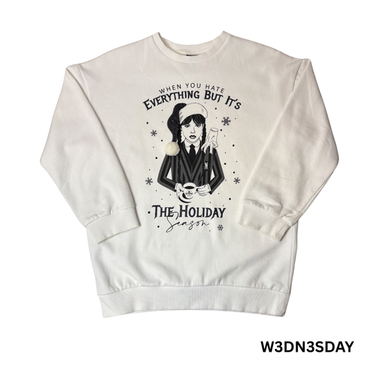 Girls Wednesday Addams White Sweatshirt – Size 13 Years