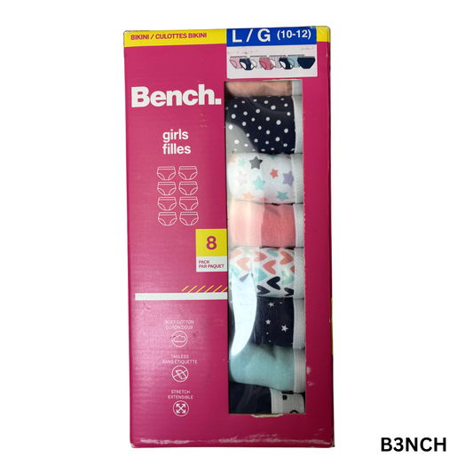 Girls’ 8-Pack Bikini Underwear – Size L (10–12) Soft Cotton Stretch