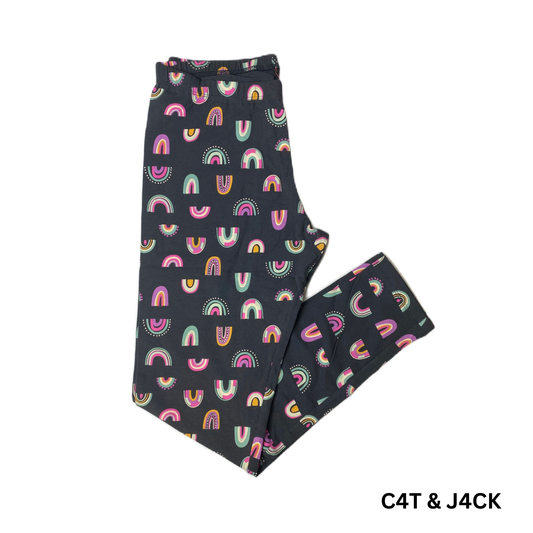 Girls Black Rainbow Leggings - XXL (18)
