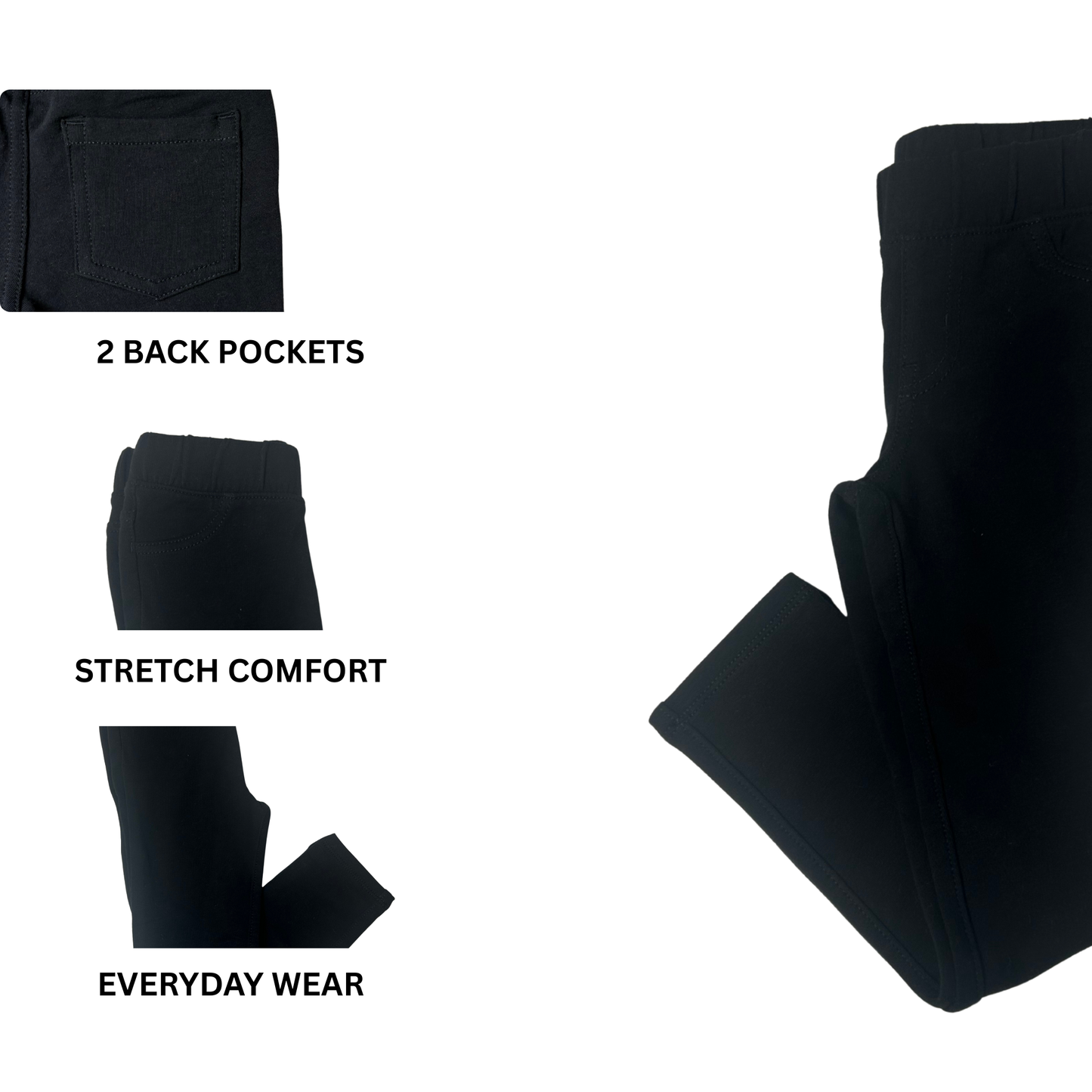 Girls’ Black Stretch Jeggings – Size 4T