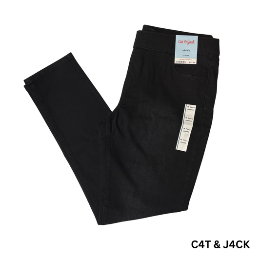 Girls Black Wash Stretch Jeggings - 18+