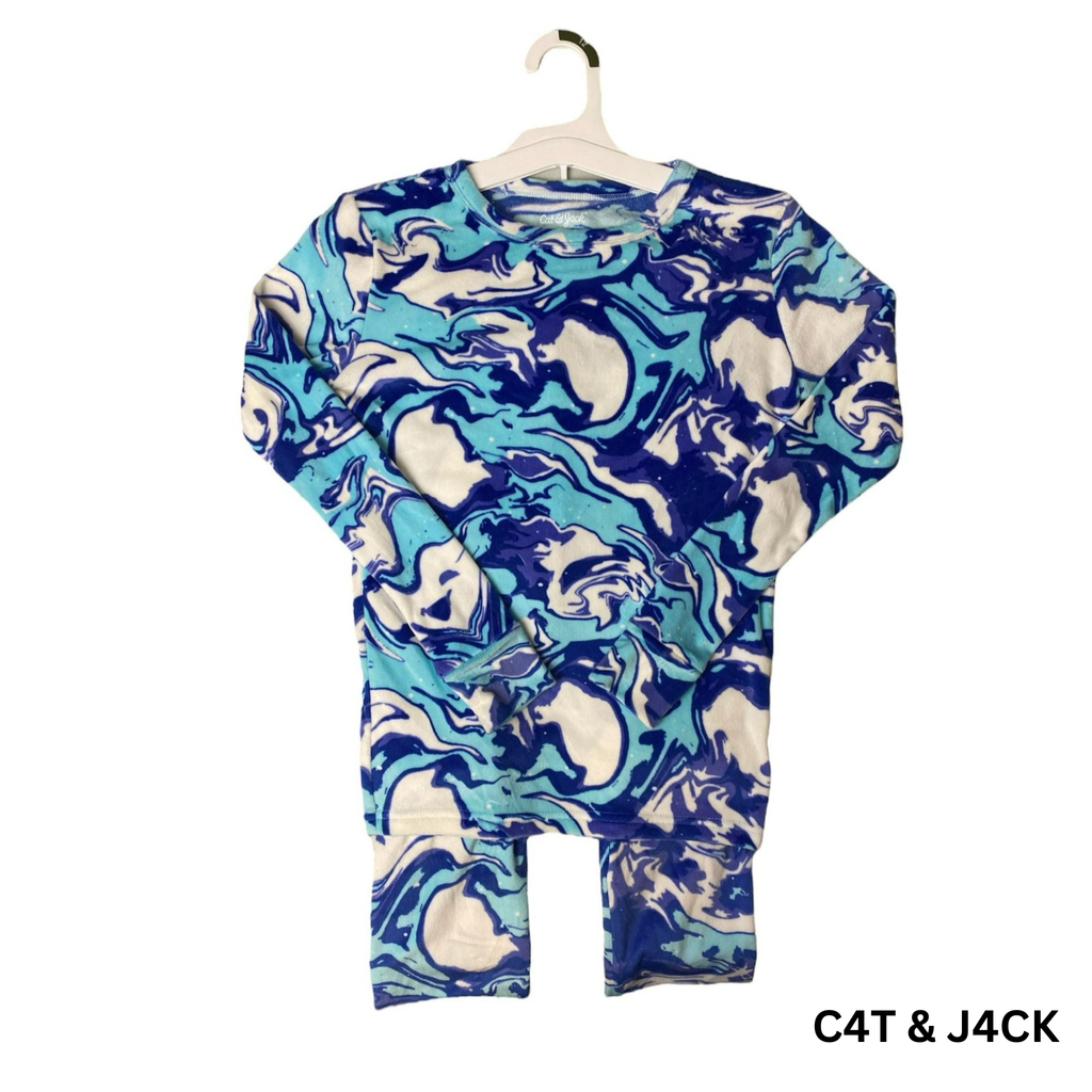Girls Blue Tie Dye 2-Piece Pajama Set - 12