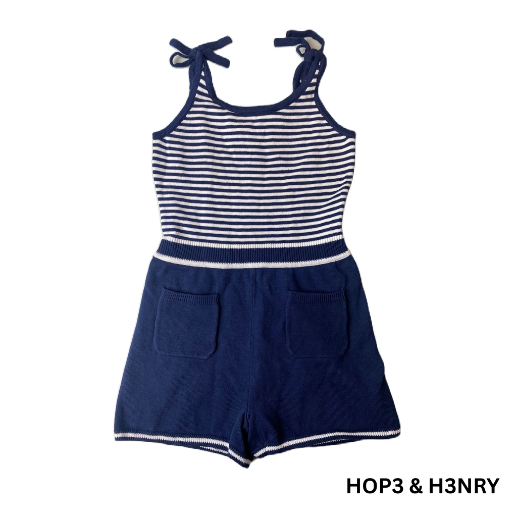 Girls Blue and White Romper - 6